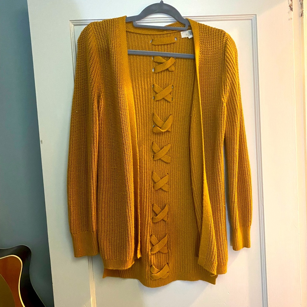 Pinque Mustard Yellow Cardigan Sweater Size Small